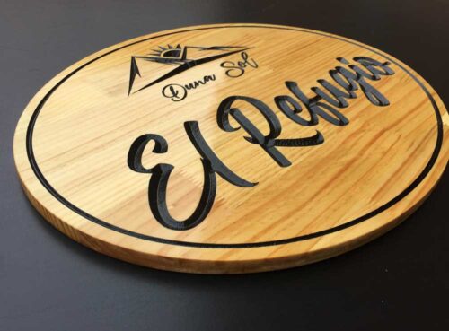 Letrero rustico Ovalado tallado personalizado