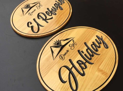 Letrero rustico Ovalado tallado personalizado