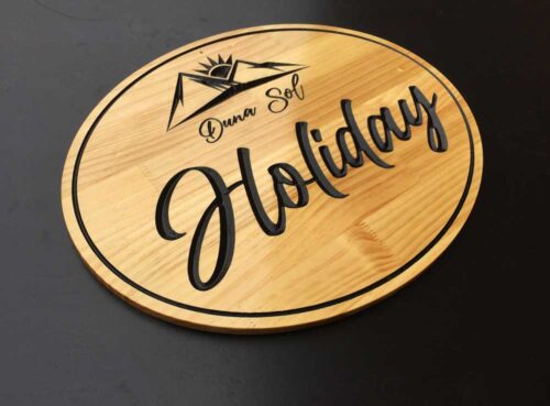 Letrero rustico Ovalado tallado personalizado