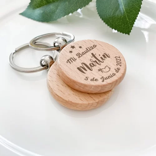 Llavero circular de madera