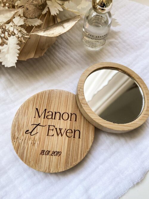 Mini espejo de bambu